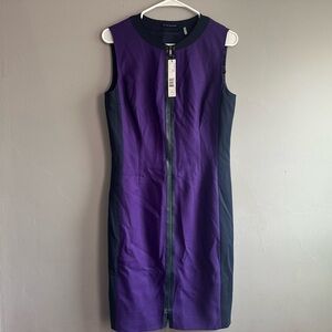 Elie Tahari Purple and Black Midi Dress